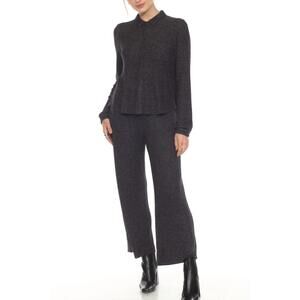 NEW HELLO NITE lush waffle knit harper cpo shirt and pant set in odsidian